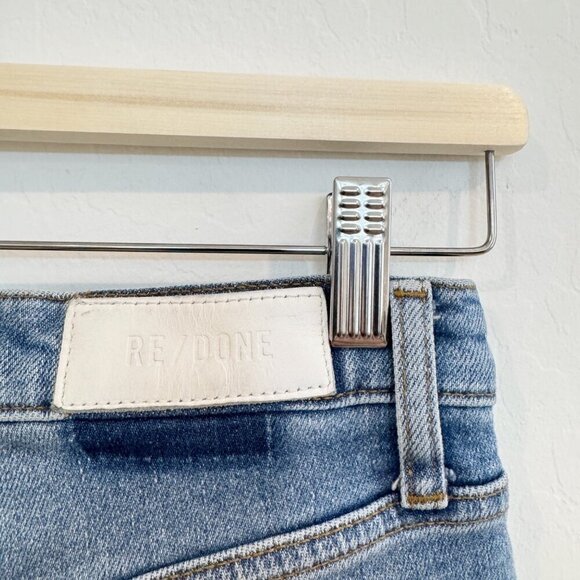 Re/Done Denim 70s Stove Pipe Button Fly Distressed Hole High Rise Jean Casual 27 - Picture 9 of 12